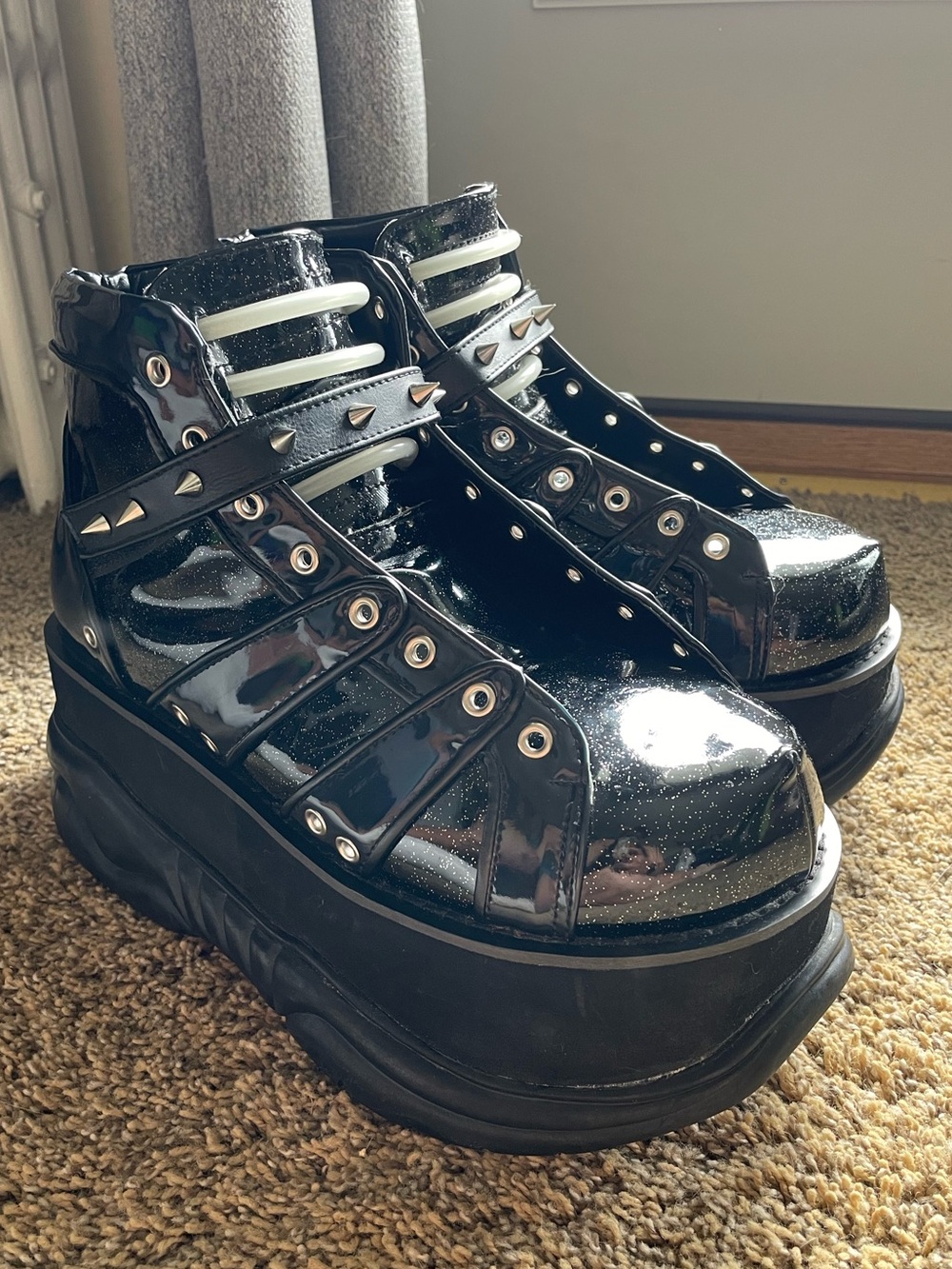 Demonia Platform Neptune black shiny Shoes